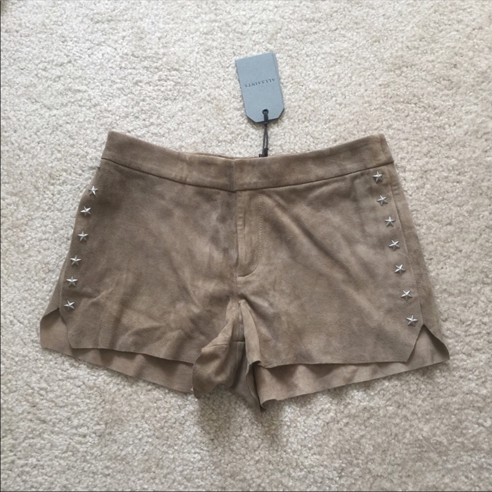 All saints star studded suede shorts 0
